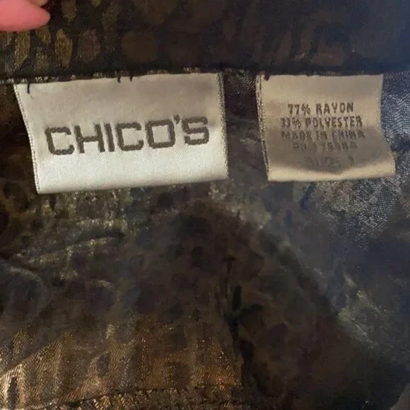 Chico's Animal Print Button Down Blouse - Picture 7 of 9